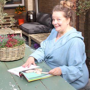 Badjas met capuchon: Groen - Grijs