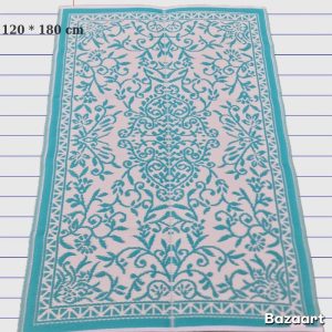 Buiten vloerkleed 120 * 180 cm Turquoise - wit
