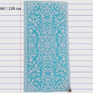 Buiten vloerkleed turquoise - wit
