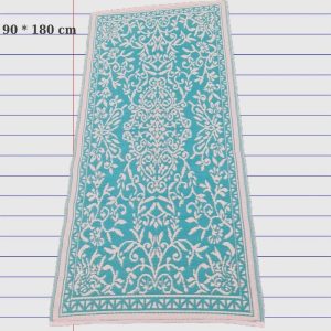 Buiten vloerkleed 90 * 180 cm Turquoise - wit